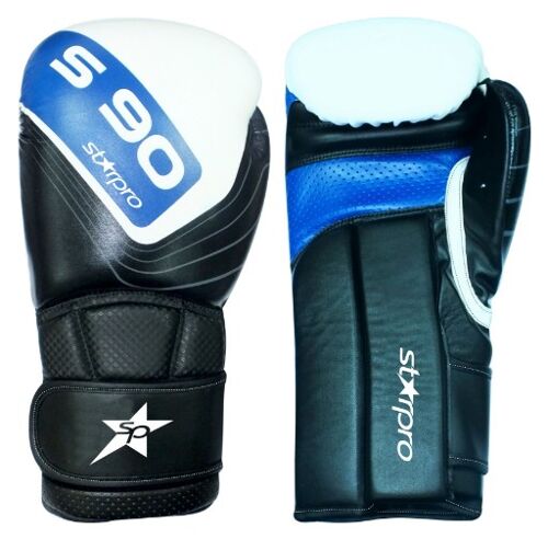 Bokshandschoen (sparring glove) Starpro S90 | OP=OP - Product Kleur: Wit / Zwart / Blauw / Product Maat: 16