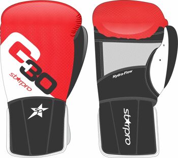 Gants de sac de frappe Starpro G30 easy wear | rouge-blanc-noir - Couleur du produit : Blanc / Noir / Rouge / Taille du produit : Grand