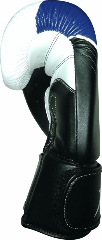 Gants de boxe en cuir Starpro S90 Elite | noir-blanc-bleu - Couleur du produit : Blanc / Noir / Bleu / Taille du produit : 16 2