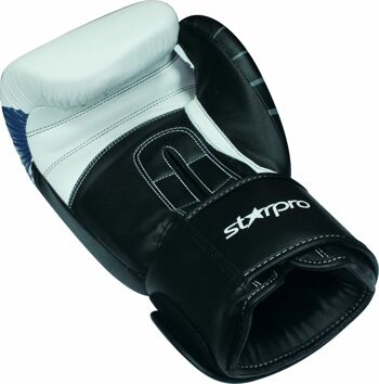 Gants de boxe en cuir Starpro S90 Elite | noir-blanc-bleu - Couleur du produit : Blanc / Noir / Bleu / Taille du produit : 16 3
