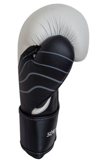 Gants de boxe en cuir Starpro S90 | noir-blanc-bleu - Couleur du produit : Blanc / Noir / Bleu / Taille du produit : 16 2