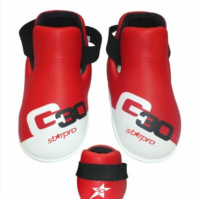 Voetbeschermers (safety kicks) Starpro G30 | rood-wit - Product Kleur: Zwart / Rood / Wit / Product Maat: XL