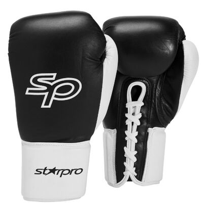 Bokshandschoen met veters (all leather) Starpro | zwart-wit - Product Gewicht: 12OZ