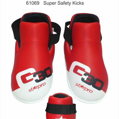 Voetbeschermers (safety kicks) Starpro G30 | rood-wit - Product Kleur: Zwart / Rood / Wit / Product Maat: S