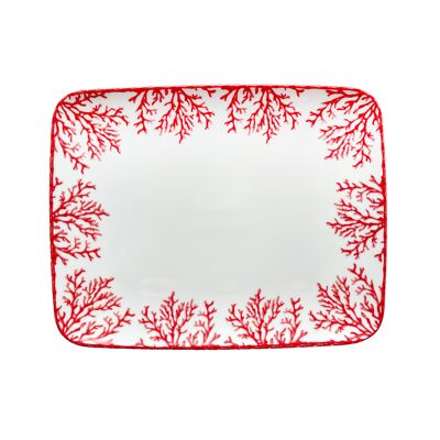 Rectangle plate or Sushi dish Coastal Coral Red