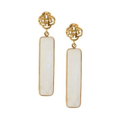 Gold Earring with rainbow moonstone