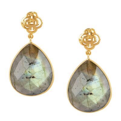 Gold Earring with Labradorite