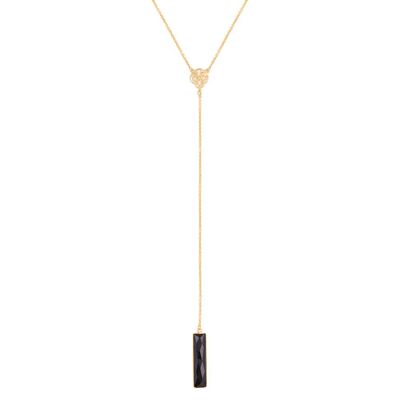 Gold T bar necklace Black Onyx