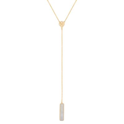 Gold T bar necklace Moonstone