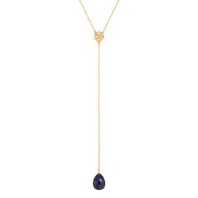 Gold T bar necklace Lapis Lazuli