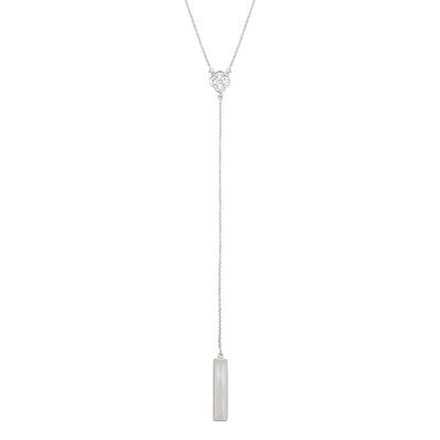 Silver T bar necklace Moonstone