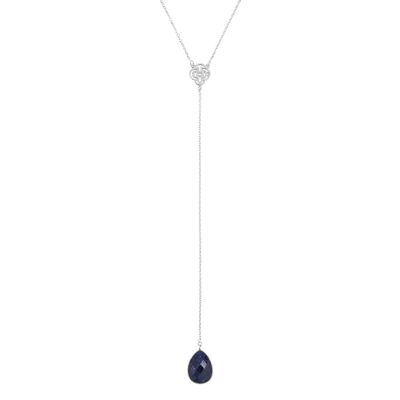 Silver T bar necklace Lapis Lazuli
