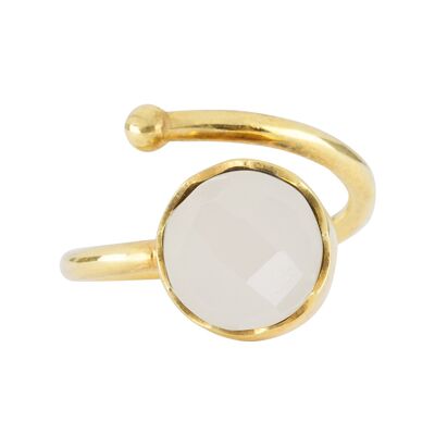 Gold Ring with Rainbow moonstone