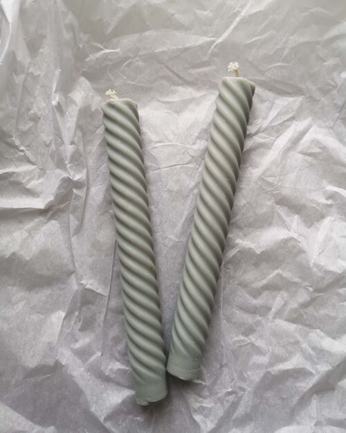 Spiral / twisted taper candle (Ocean Tide)