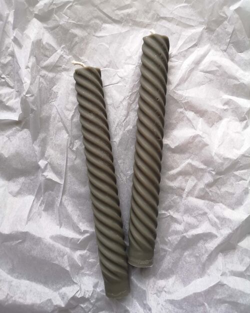 Spiral / twisted taper candle (Forest Deep)