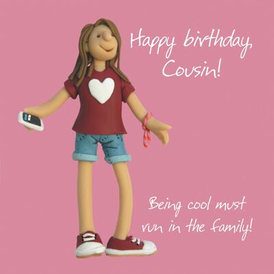 Coole Cousine Teen Geburtstagskarte (weiblich)