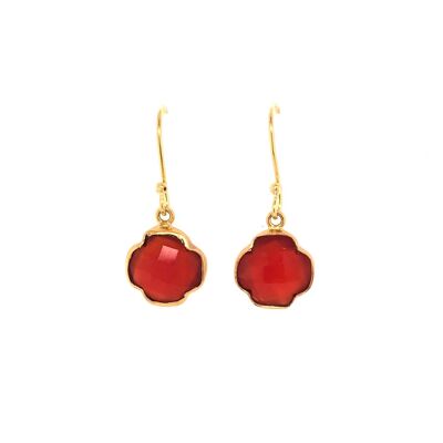 Aqua chalcedony clover drop earrings__Carnelian