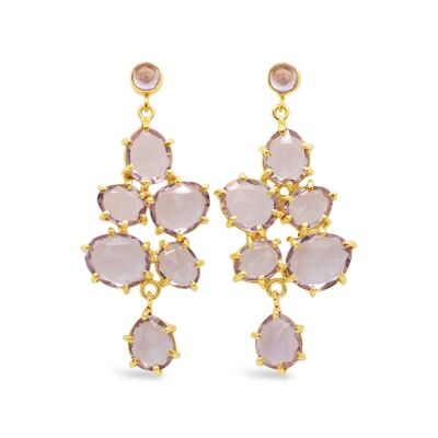 Pink Amethyst and gold drop earring