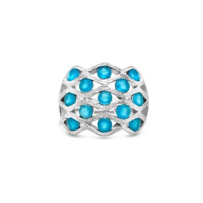 Silver and blue chalcedony statement ring__S