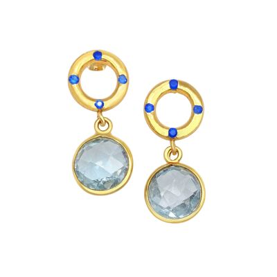 Double circle gemstone drops__Blue Topaz