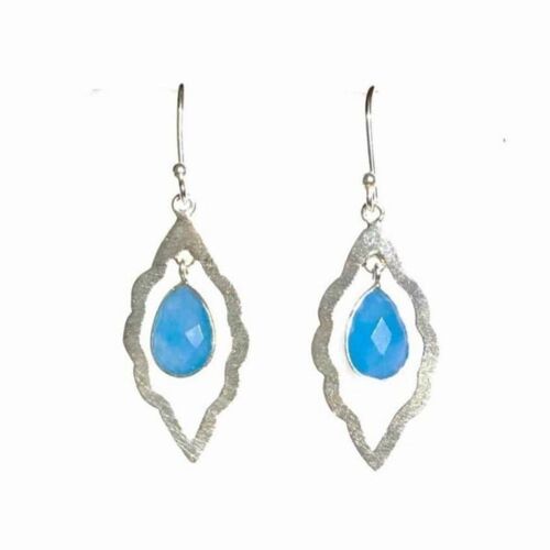 Blue chalcedony and silver drop