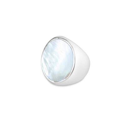 Mother of pearl and silver statement ring__R1/2