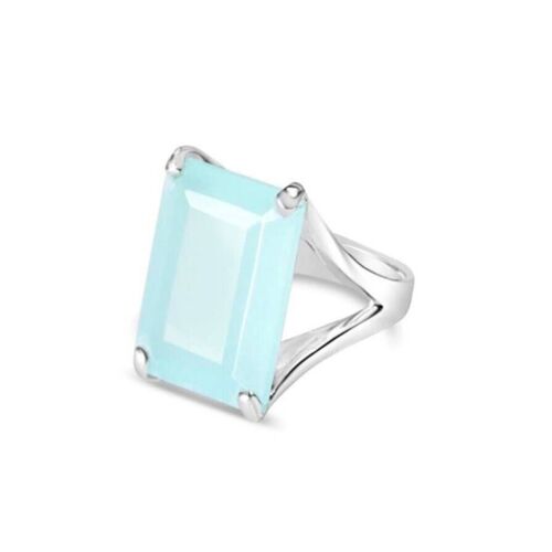 Aqua chalcedony and silver statement ring__R