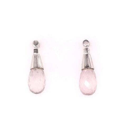 Silver and Rose Quartz Simple Stud earrings
