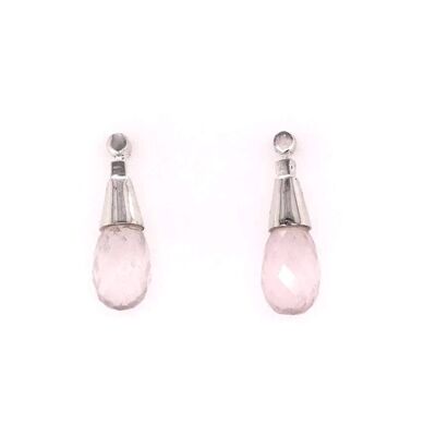 Silver and Rose Quartz Simple Stud earrings