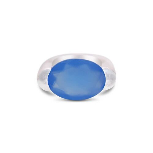 Blue chalcedony and silver statement ring__R