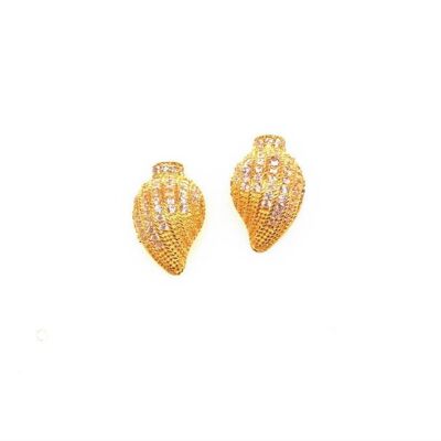 Gold shells studs with cz's