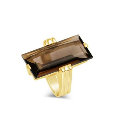 Large smokey topaz rectangle ring__Q1/2