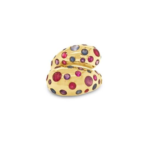 Snake Ring with blue, red and purple gemstones__R1/2, 9