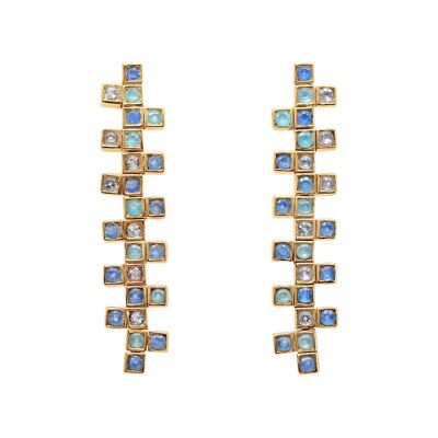 Art deco earrings in blue gems