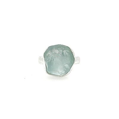 Rough cut aquamarine and silver ring__O1/2