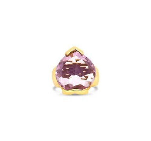 Heart pink amethyst and gold statement ring__S