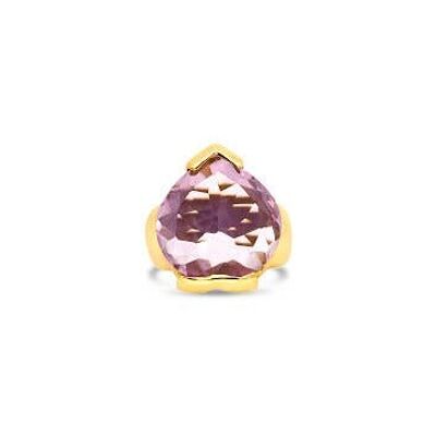 Heart pink amethyst and gold statement ring__S