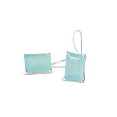 Aqua Chalcedony and silver statement earrings