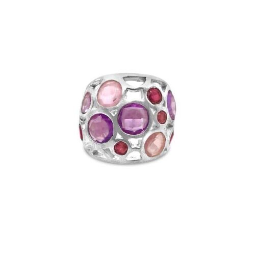 Multistone and silver statement ring__R1/2