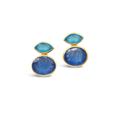 Bright and light blue gemstone studs