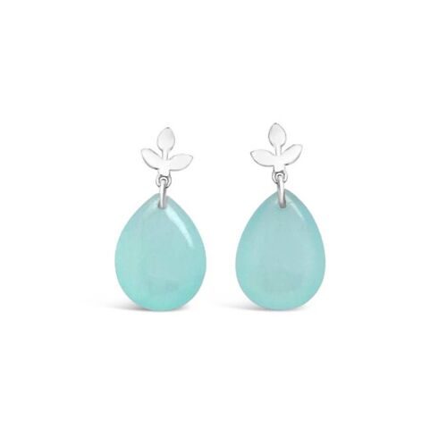 Silver and aqua chalcedony flower drops