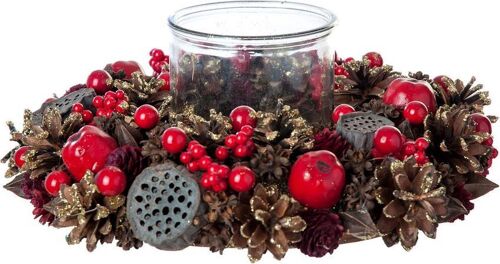 Theelicht houder kerst - Red berry | ø 30 cm