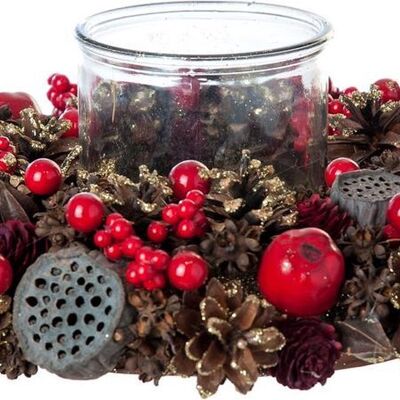 Tealight holder Christmas - Red berry | ø 30 cm