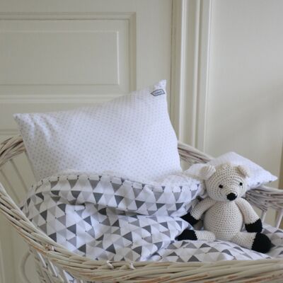 Biancheria da letto con cesto Littleheart grigio coriandoli