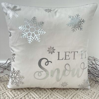 The White Let It Snow Christmas Soft Velvet Cushion