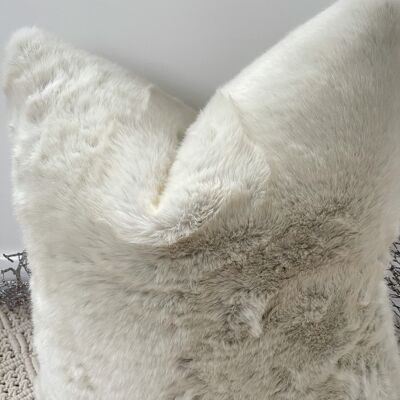 The Luxury Creamy Light Grey Faux Fur Cushion - 24” - Yes