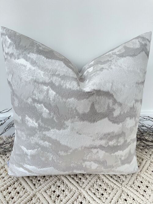NEW The Grey Silver Vestige Cushion - 16'' - Yes - White
