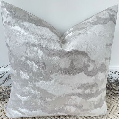 NEW The Grey Silver Vestige Cushion - 16'' - Yes - White