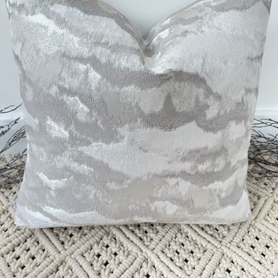 NEW The Grey Silver Vestige Cushion - 18'' - Yes - White