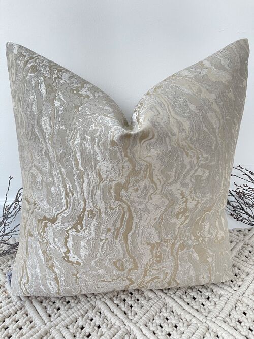 NEW The Champagne & Gold Marble Cushion - 16'' - Yes - Black